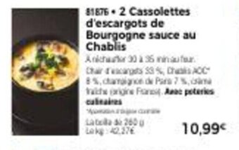 Thiriet 2 Cassolettes D'Escargots De Bourgogne Sauce Au Chablis offre