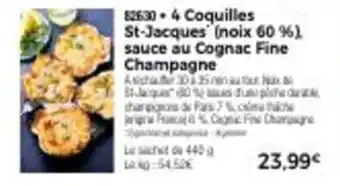 Thiriet 4 Coquilles St-Jacques' (Noix 60 %) Sauce Au Cognac Fine Champagne offre