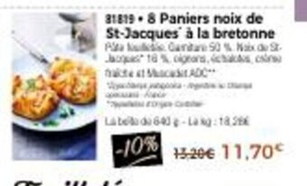Thiriet 8 Paniers Noix De St-Jacques' A La Bretonne offre