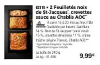 Thiriet 2 Feuilletés Noix De St-Jacques*, Crevettes Sauce Au Chablis AOC offre