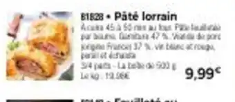 Thiriet Paté Lorrain offre