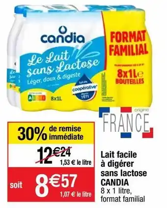 Cora x Carrefour Lait sans lactose candia offre