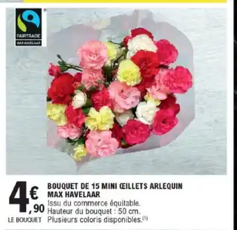 E.Leclerc Bouquet de 15 Mini Œillets Arlequin Max Havelaar offre