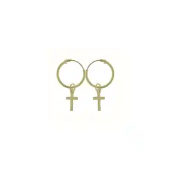 Créoles or jaune 10mm croix 375 millièmes