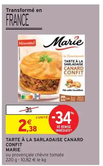 Intermarché Marie tarte à la sarladaise canard confit offre