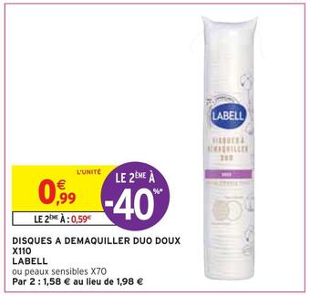 Intermarché Labell disques a demaquiller duo doux x110 offre