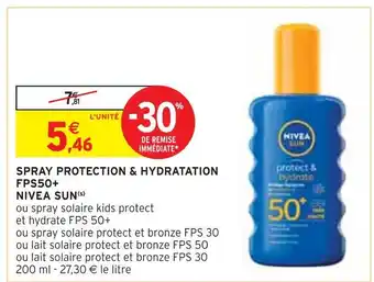 Intermarché Nivea sun spray protection & hydratation fps50+ (s) offre