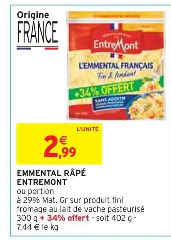 Intermarché Entremont emmental râpé offre