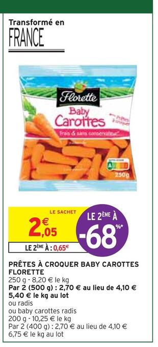 Intermarché Florette prêtes à croquer baby carottes offre