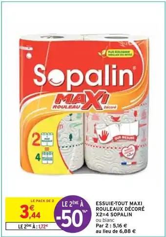 Intermarché Sopalin essuie-tout maxi rouleaux décoré x2=4 offre
