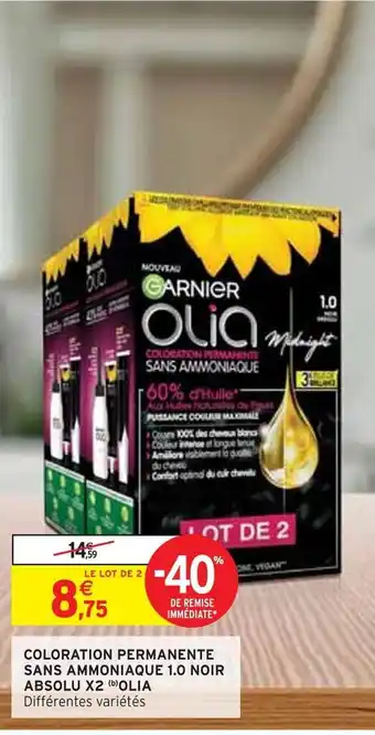 Intermarché Garnier coloration permanente sans ammoniaque 1.0 noir absolu x2 (b) offre