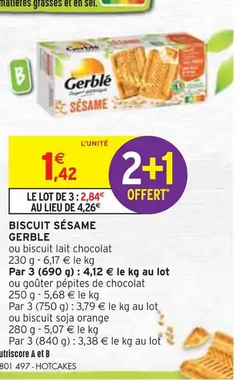 Intermarché Biscuit sésame gerble offre