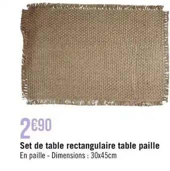 Set de table rectangulaire table paille