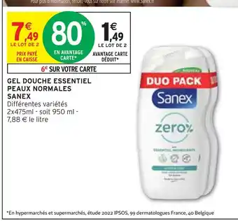 Intermarché Sanex gel douche essentiel peaux normales offre