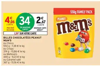 Intermarché M&m's billes chocolatées peanut offre