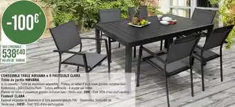 Lâensemble table nirvana + 6 fauteuils clara