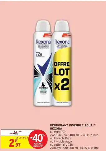 Intermarché Rexona déodorant invisible aqua (b) offre