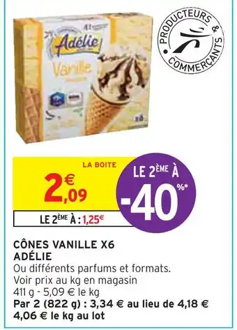 Intermarché Adélie cônes vanille x6 offre