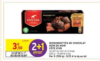 Intermarché Côte d'or mignonnettes de chocolat noir de noir offre