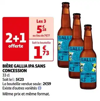 Auchan Gallia bière ipa sans concession offre