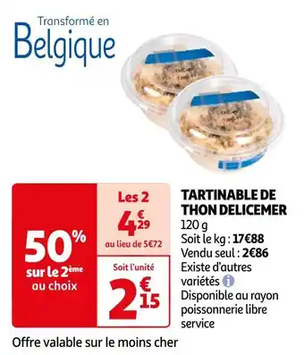 Auchan Delicemer tartinable de thon offre