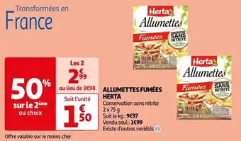 Auchan Herta allumettes fumées offre