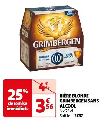 Auchan Grimbergen bière blonde sans alcool offre