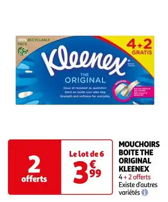 Auchan Kleenex mouchoirs boite the original offre