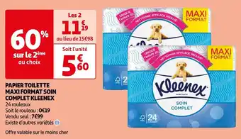 Auchan Kleenex papier toilette maxi format soin complet offre