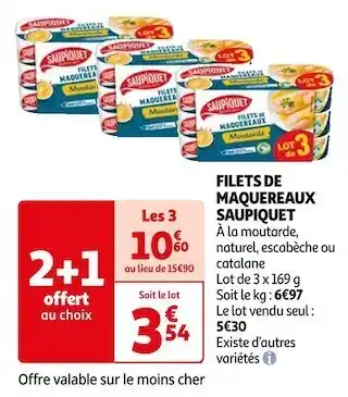 Auchan Saupiquet filets de maquereaux offre