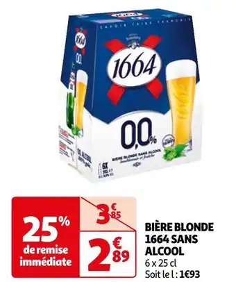 Auchan 1664 bière blonde sans alcool offre