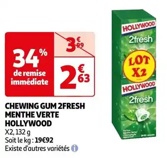 Auchan Hollywood chewing gum 2fresh menthe verte offre
