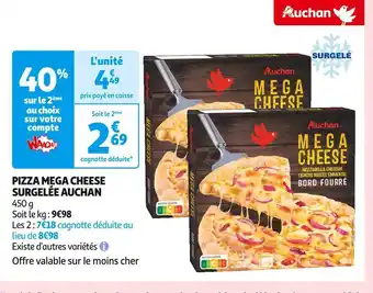 Auchan Supermarché Auchan pizza mega cheese surgelée offre