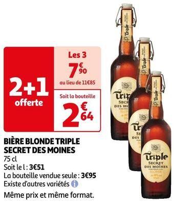 Auchan Bière blonde triple secret des moines offre