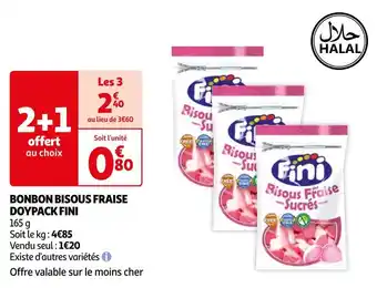 Auchan Fini bonbon bisous fraise doypack offre