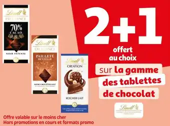 Auchan Lindt 2+1 offert au choix sur la gamme des tablettes de chocolat lindt offre