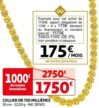 Auchan Collier or 750 millièmes offre