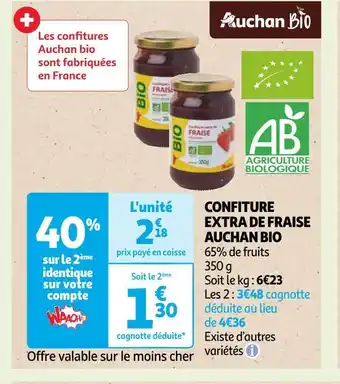 Auchan Auchan bio confiture extra de fraise offre