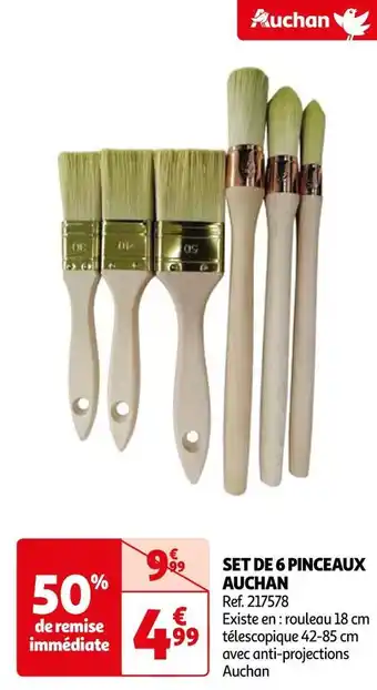 Auchan Auchan set de 6 pinceaux offre