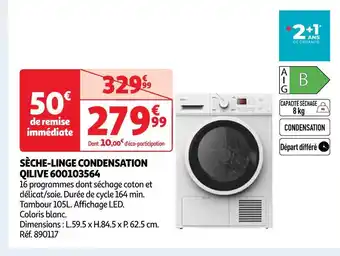 Auchan Qilive sèche-linge condensation 600103564 offre