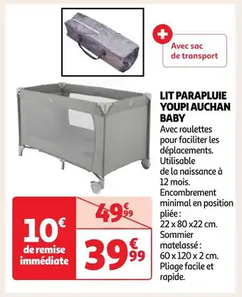 Auchan Auchan baby lit parapluie youpi offre