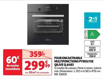 Auchan Qilive four encastrable multifonctions pyrolyse qilive q.6483 offre