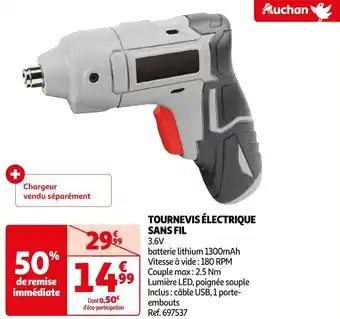 Auchan Tournevis électrique sans fil offre