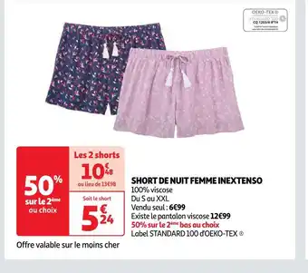 Auchan Inextenso short de nuit femme offre