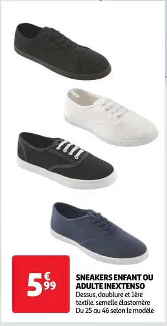 Auchan Inextenso sneakers enfant ou adulte offre