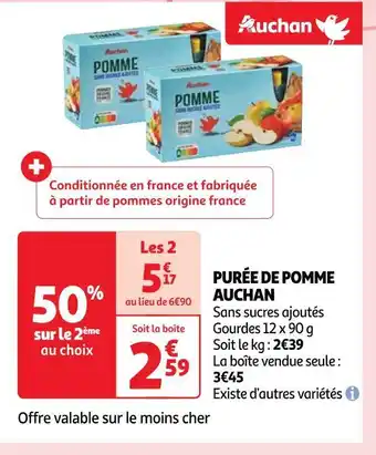 Auchan Auchan purée de pomme offre