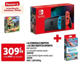 Auchan La console switch + le jeu switch sports offre