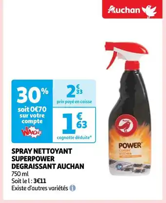 Auchan Auchan spray nettoyant superpower degraissant offre