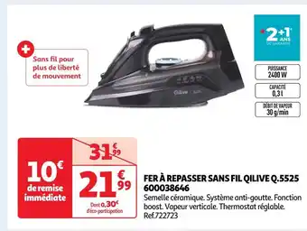 Auchan Qilive fer à repasser sans fil q.5525 600038646 offre