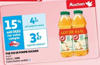 Auchan Pur jus de pomme auchan offre